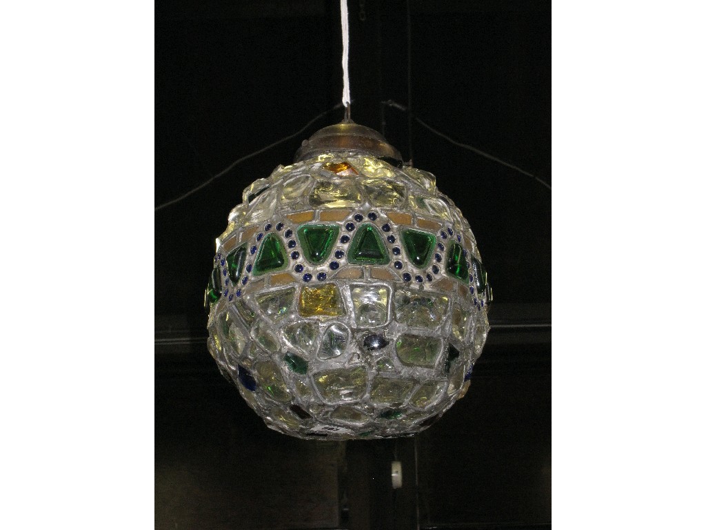 Appraisal: Globe shaped and coloured glass set ceiling light