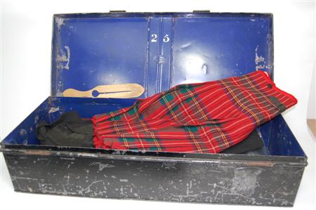 Appraisal: A Balmoral Highlanders uniform and fitted trunk comprising black beretha