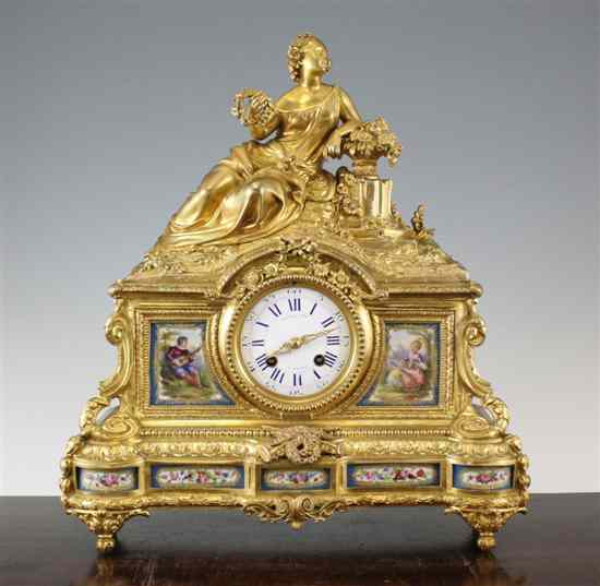 Appraisal: A mid th century French ormolu and Sevres style porcelain