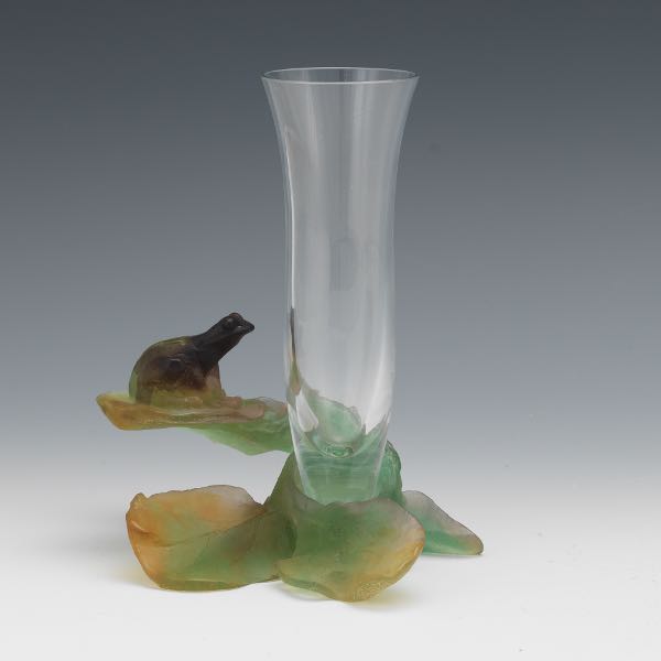 Appraisal: DAUM FRANCE CRYSTAL FROG VASE Daum France pate de verre