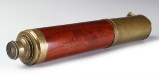 Appraisal: A TH CEN DOLLAND MAHOGANY AND BRASS TELESCOPE A two-draw