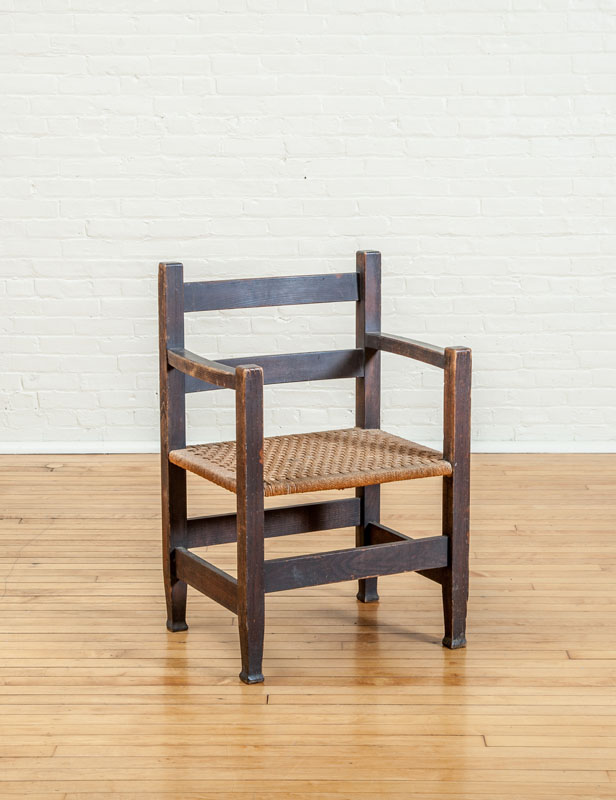 Appraisal: MCHUGH MISSION OAK ARMCHAIR Unmarked x x in The Collection