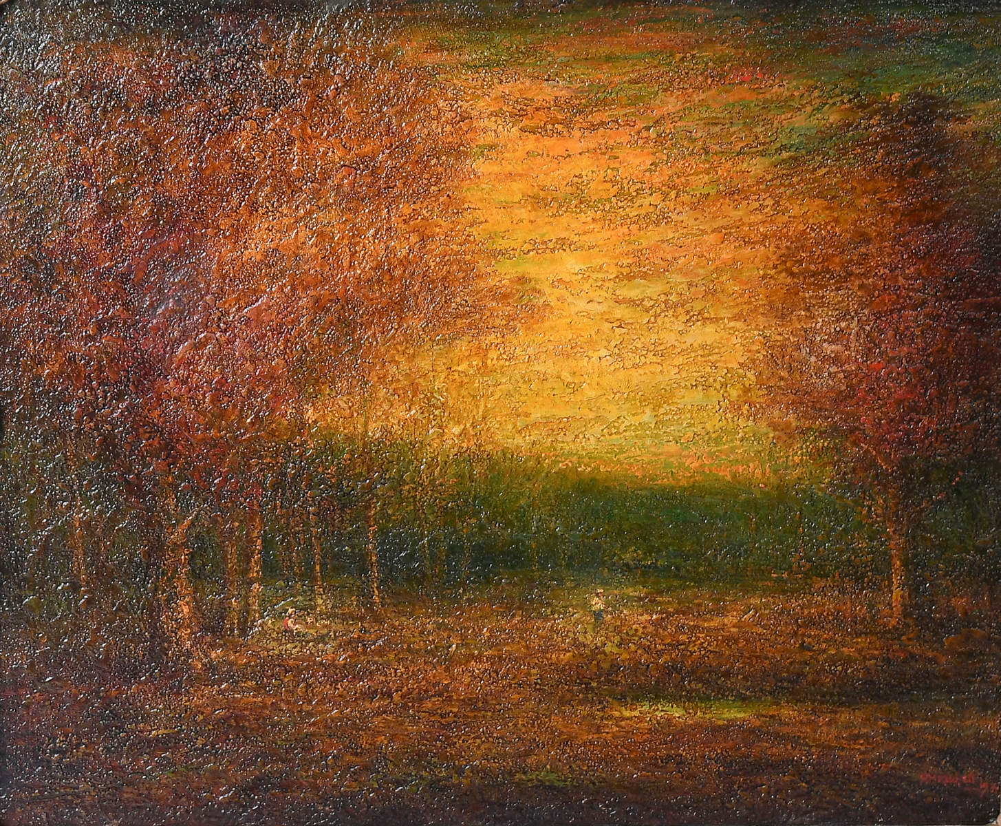 Appraisal: KITCHELL Hudson Mindell American - Autumnal Scene with Figure in