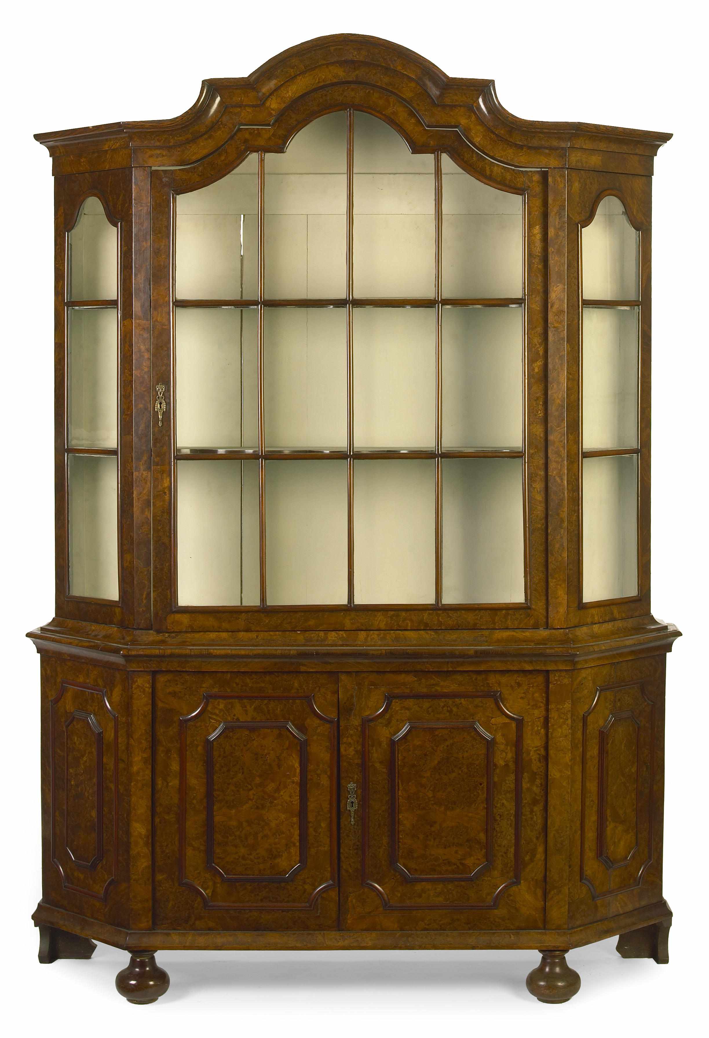 Appraisal: A Dutch Neoclassical figured walnut display cabinet late th early