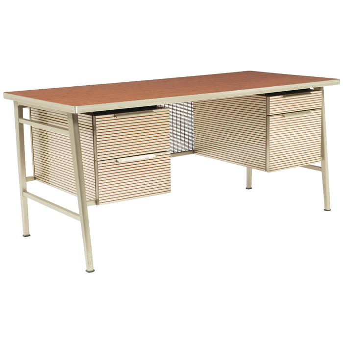 Appraisal: Gordon Bunshaft desk by General Fireproofing Co woodgrain laminate top