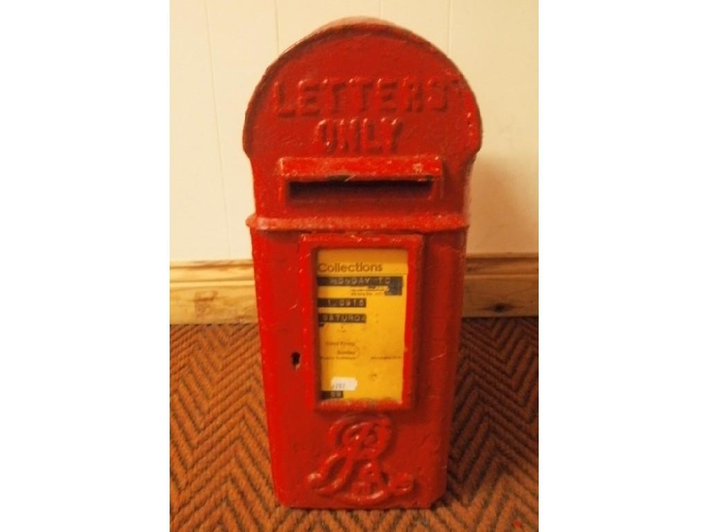 Appraisal: A small cast iron Post Office letter-box painted red with