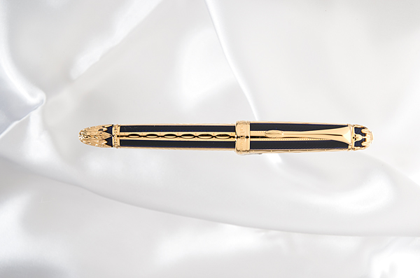 Appraisal: This Michel Perchin blue and gold Faberg fountain pen is