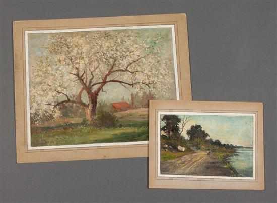 Appraisal: Ira J Deen American - Two unframed landscape oils on