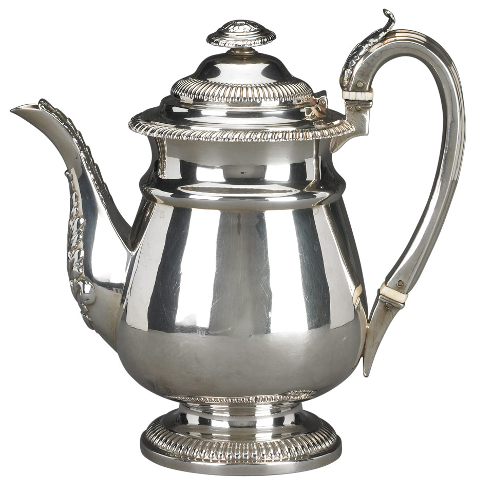 Appraisal: George IV Silver Coffee Pot Rebecca Emes Edward Barnard London