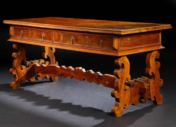 Appraisal: Italian Walnut Hall Table mid- th century the highly figured