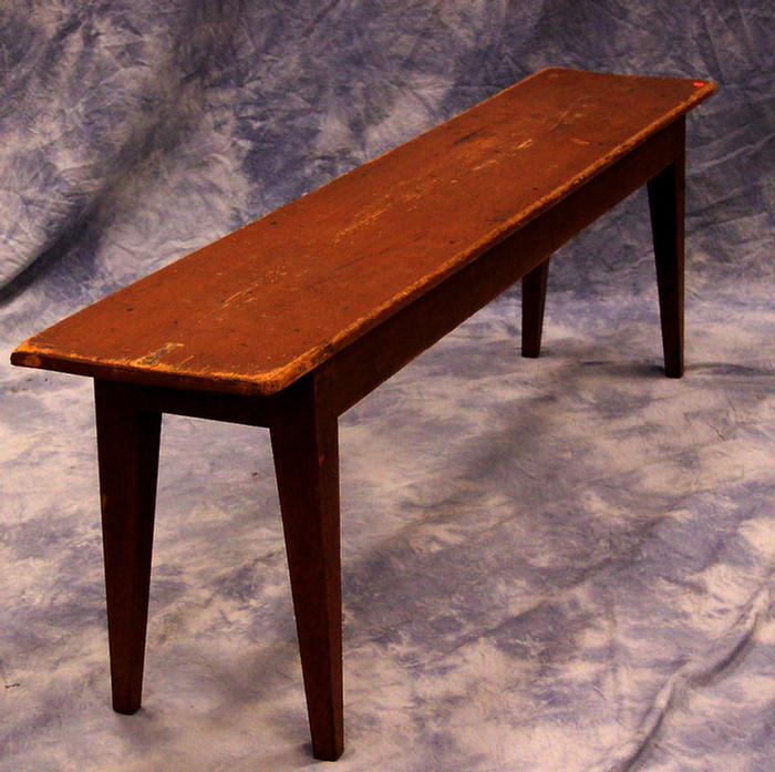 Appraisal: Pine Hepplewhite bench with old light red-brown painted surface long