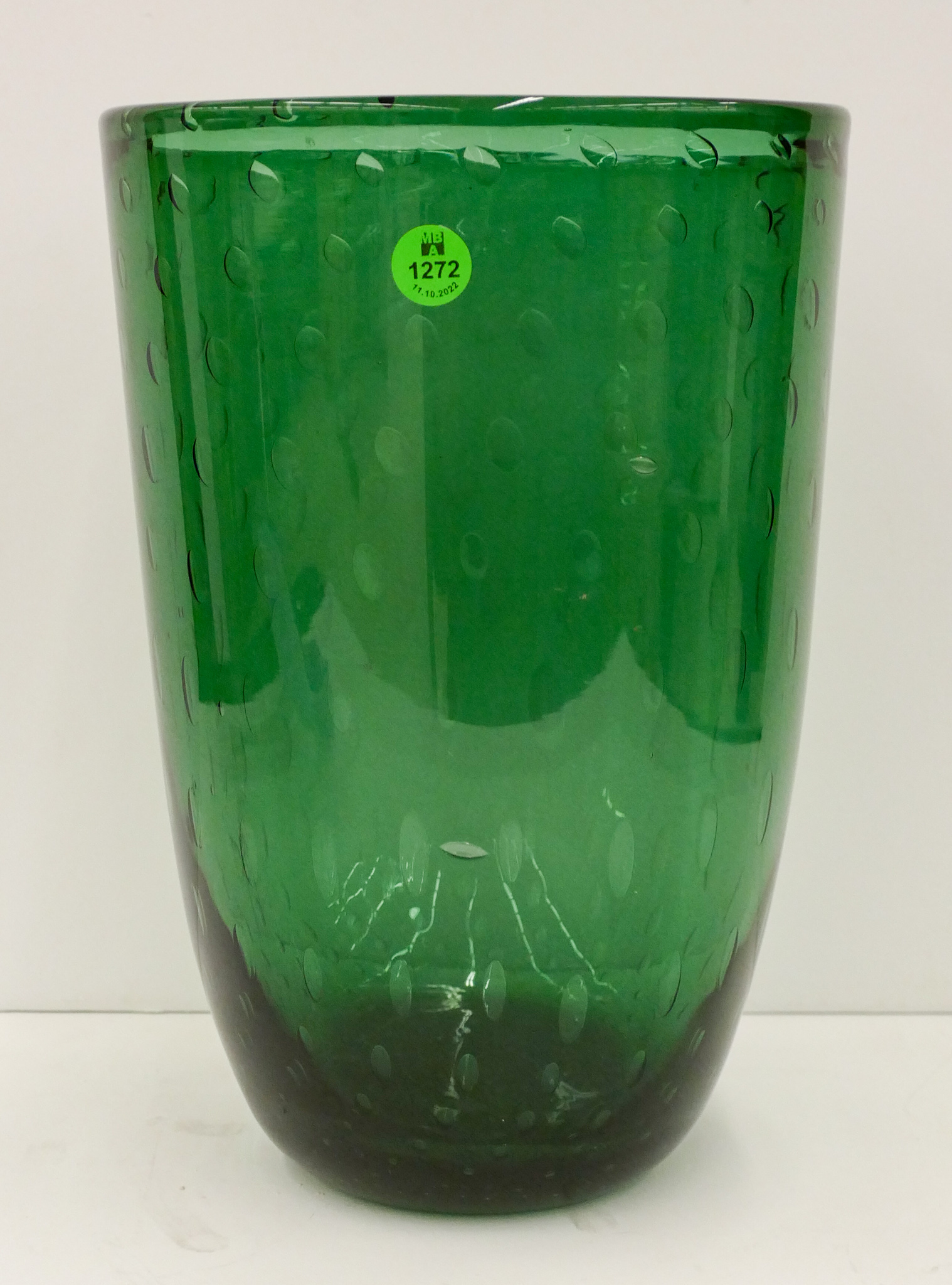 Appraisal: Vintage Murano Green Controlled Bubble Glass Vase ''