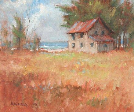 Appraisal: NICHOLS Roy American th C Beach House Oil Canvas ''