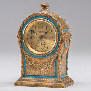 Appraisal: Tiffany Studios American Early th Century Desk Clock gilt bronze