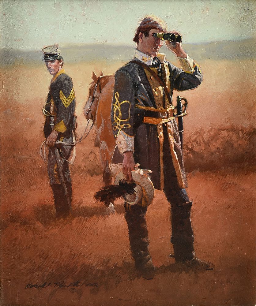 Appraisal: DON PRECHTEL American b A PAINTING Mosby's Raiders DON PRECHTEL