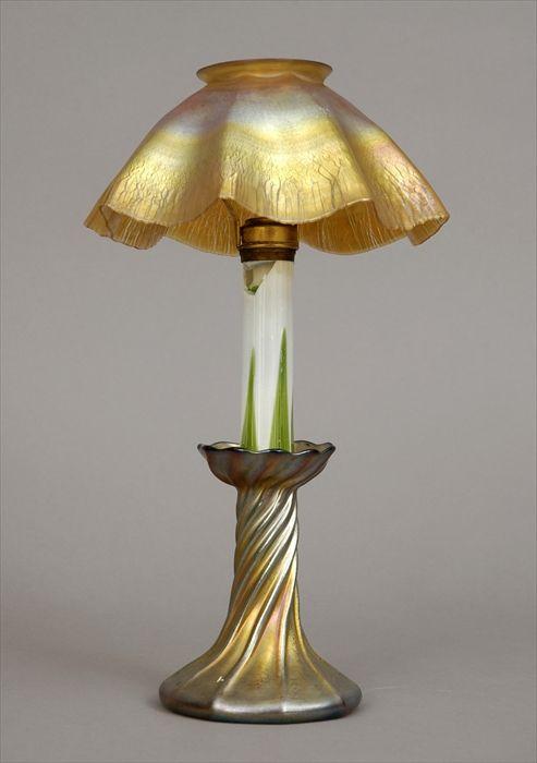 Appraisal: Tiffany Studios Favrile Glass Candle Lamp Signed in in diam