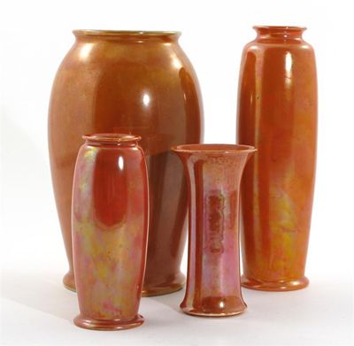 Appraisal: A large Ruskin Pottery vase covered in an orange lustre