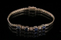 Appraisal: A Yellow Gold Sapphire and Diamond Bracelet A K yellow