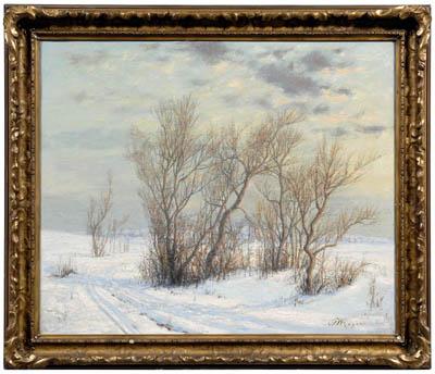 Appraisal: Franklin Whiting Rogers painting Massachusetts - winter landscape with town