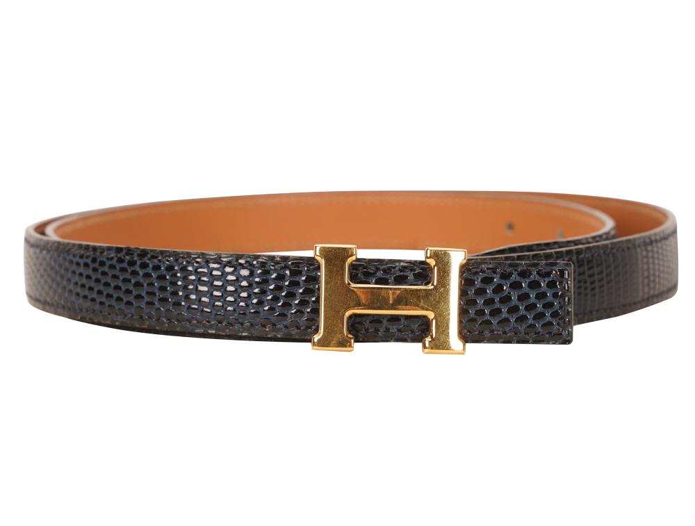 Appraisal: HERMES LIZARD BELTwith H buckle the belt and buckle stamped