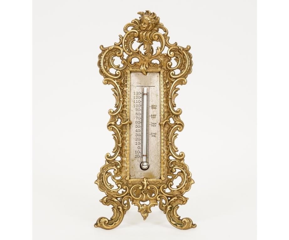 Appraisal: Bradley Hubbard Victorian cast brass table top thermometer h x