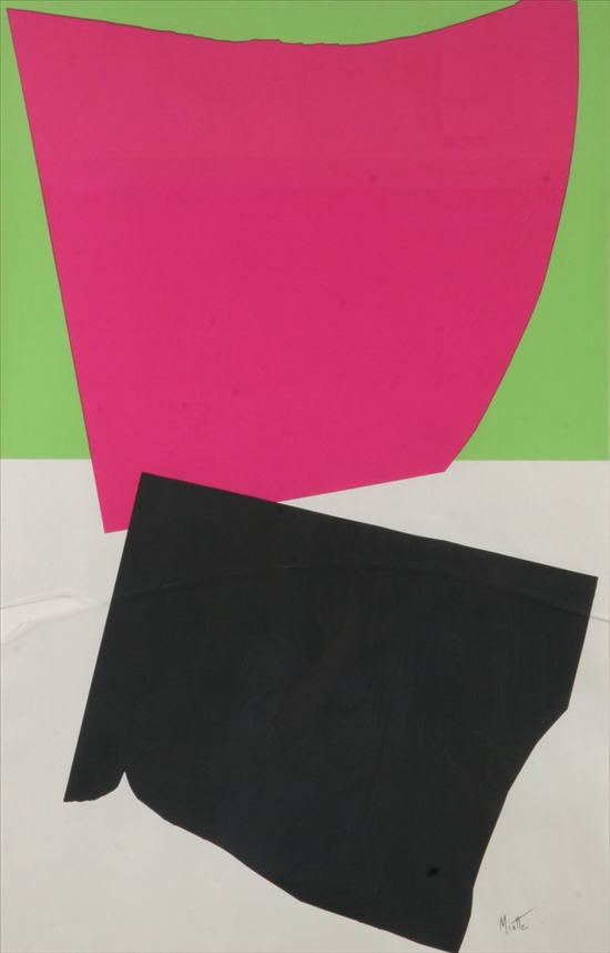 Appraisal: JEAN MIOTTE French b ABSTRACT IN PINK AND BLACK signed