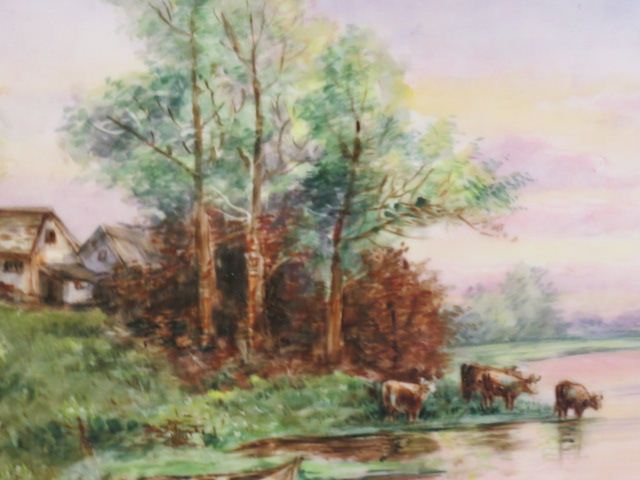 Appraisal: E Griffith painting on porcelain plaque landscape with farmhouse and