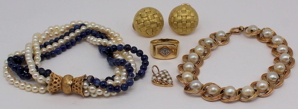 Appraisal: JEWELRY Assorted Ladies Jewelry Grouping Includes a signed pearl and