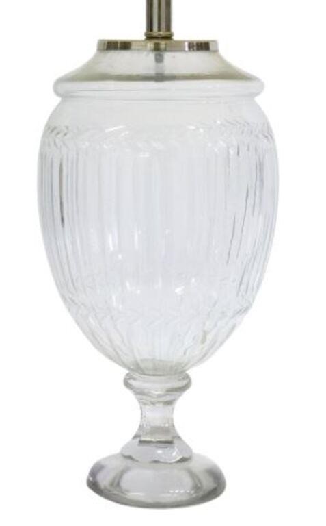 Appraisal: Vintage cut glass urn now fashioned as a single-light table