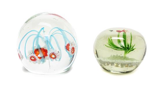 Appraisal: Sale Lot Two Glass Paperweights comprising a fishbowl example showing