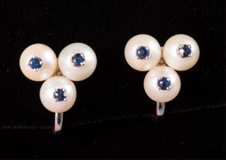 Appraisal: K Gold Pearl Cluster Ear Clips K white gold marked