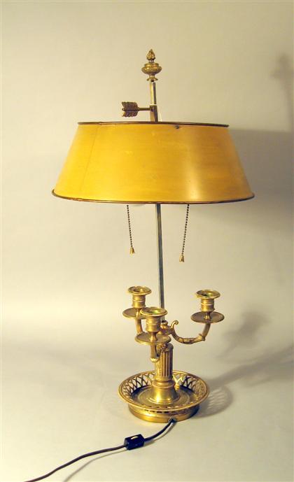 Appraisal: French gilt bronze bouillotte lamp early th century The three