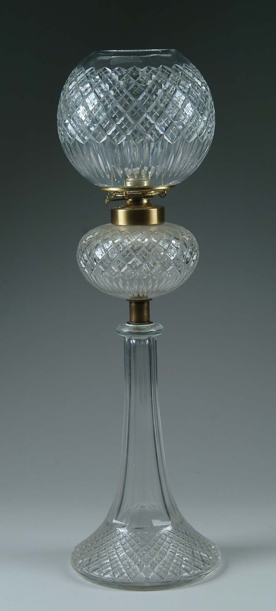 Appraisal: CUT GLASS BANQUET LAMP Cut glass banquet lamp is cut