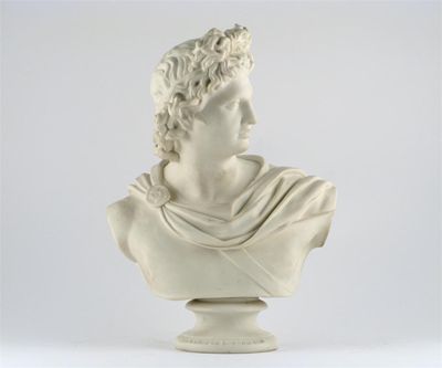 Appraisal: A Parian bust of Apollo Belvedere raised on a circular