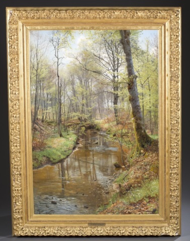 Appraisal: Peder Mork Monsted Danish - Stream in a Wooded Landscape