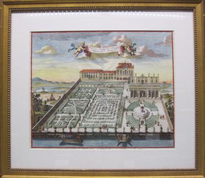 Appraisal: pieces Hand-Colored Architectural Engravings Volckamer Johann Christoph - Nuremberg -