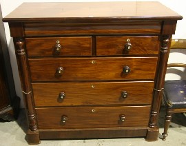 Appraisal: A th century mahogany chest of drawers with one long