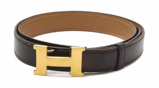 Appraisal: An Hermes 'Mini Constance' Brown Calf Belt with a gold