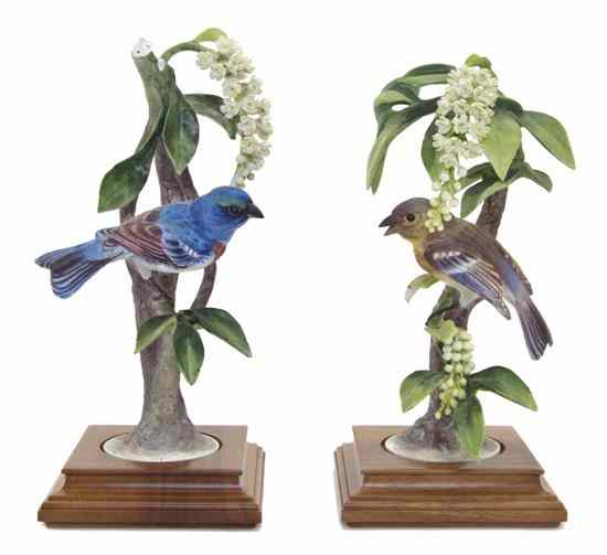 Appraisal: A Pair of Royal Worcester Dorothy Doughty Birds Lazuli Buntings