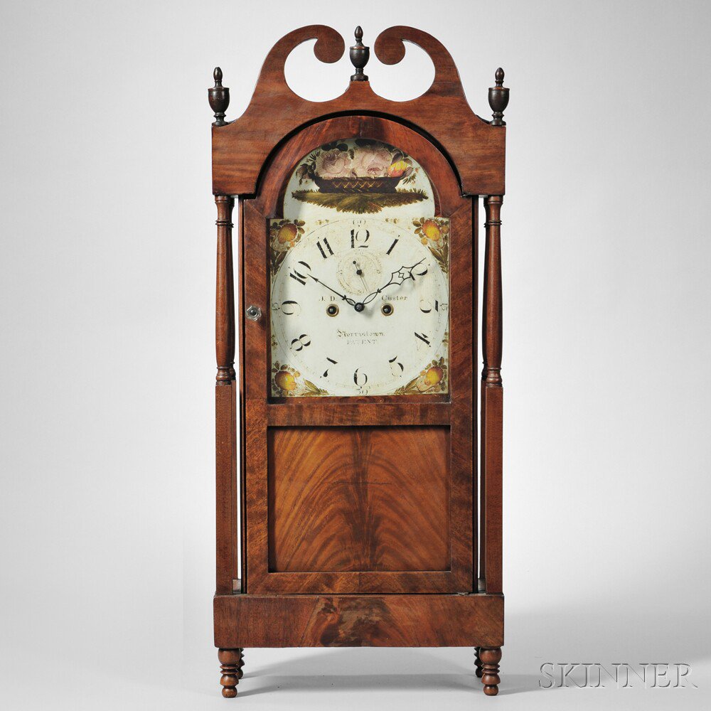 Appraisal: Jacob D Custer Mahogany Shelf Clock Norristown Pennsylvania c the