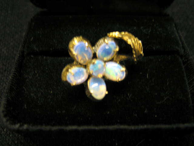 Appraisal: Opal Ring six fiery blue-green opals forming a flower in