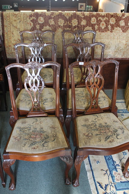 Appraisal: A SET OF SIX EDWARDIAN MAHOGANY DINING CHAIRS in the