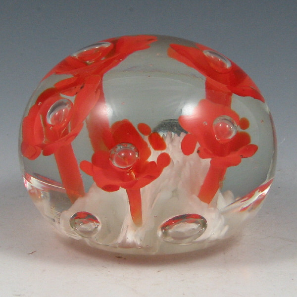 Appraisal: St Clair Paul Floriform Paperweight Paul St Clair orange and