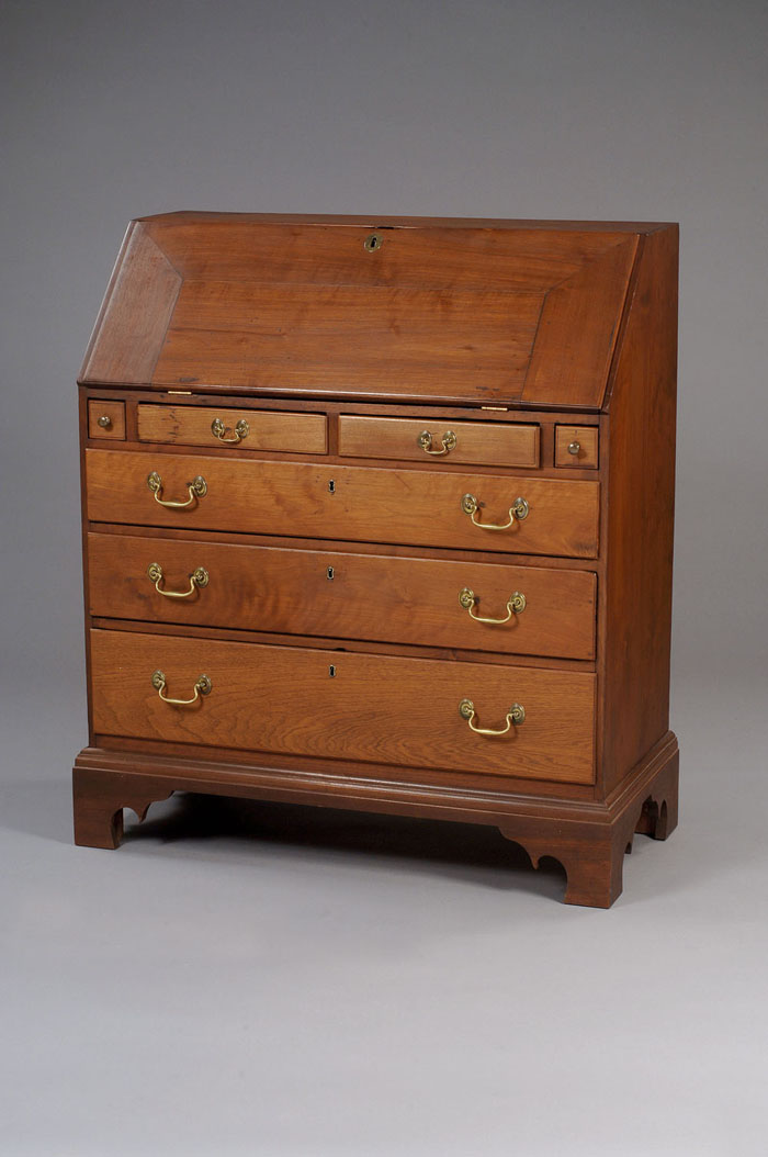 Appraisal: PENNSYLVANIA CHIPPENDALE WALNUT SLANT-LID DESK WITH UNUSUAL ARCHITECTURAL INTERIOR The