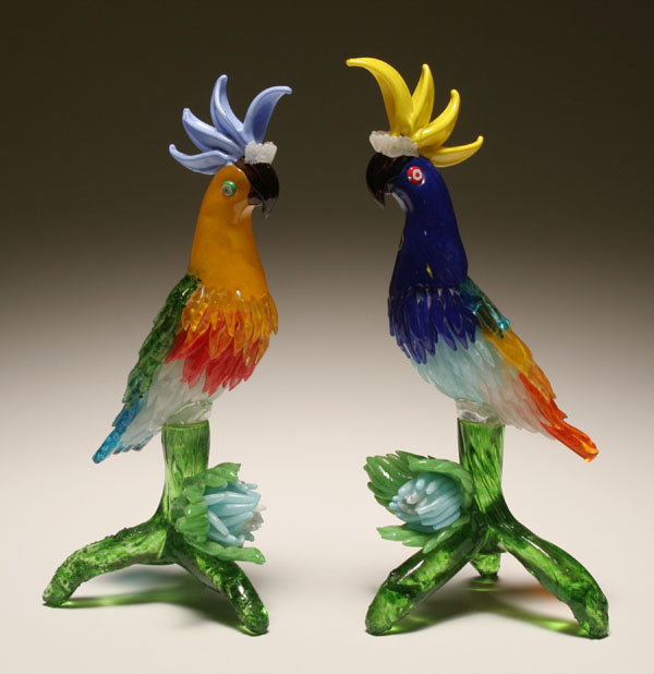 Appraisal: Murano glass parrot figurines pair of bright polychrome Venetian glass