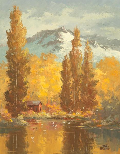 Appraisal: JOHN JACK HANNAH AMERICAN - x Autumn landscape Oil on