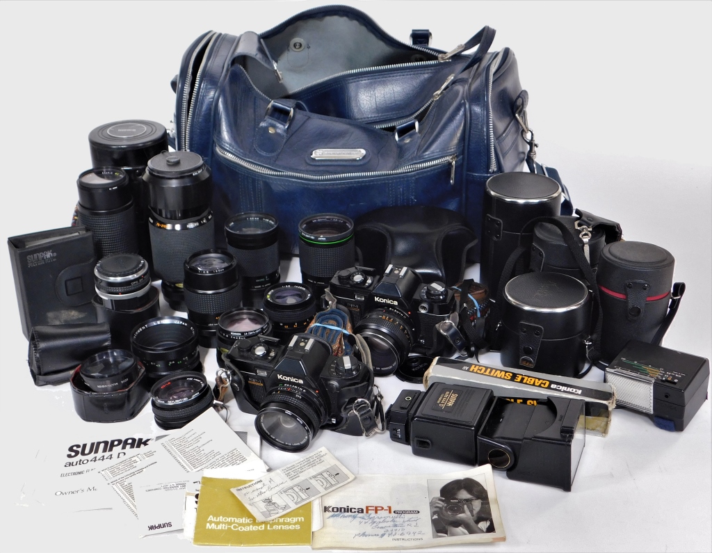 Appraisal: GROUP OF KONICA FP- PROGRAM CAMERAS Group of Konica FP-