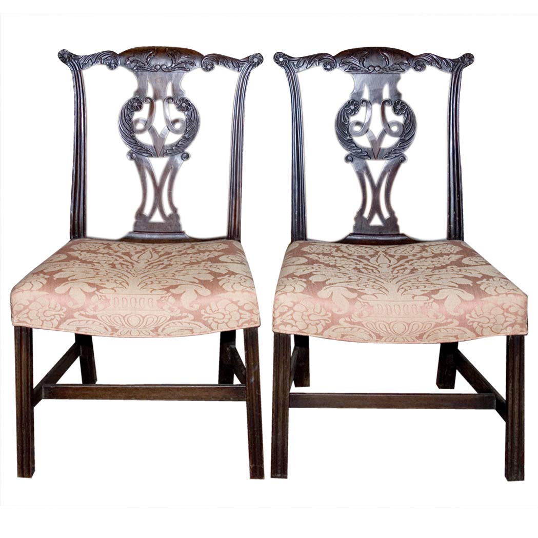 Appraisal: Pair of Georgian Style Mahogany Side Chairs C Estate of