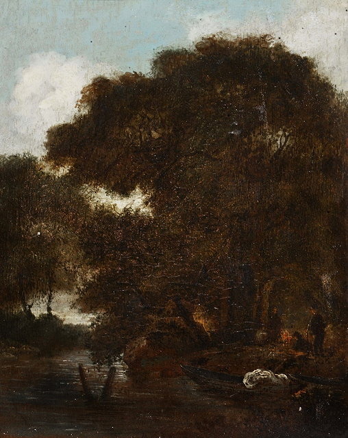 Appraisal: CIRCLE OF JOHN BERNEY CROME - River landscape with figures