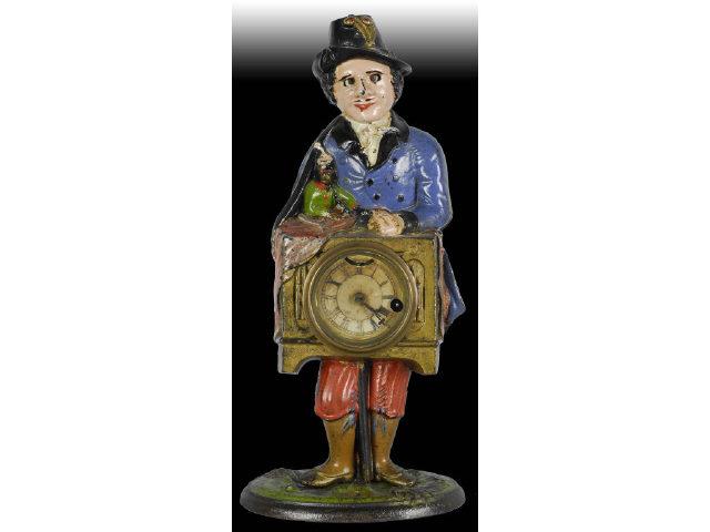 Appraisal: Cast Iron Blinking Eye Monkey Organ Grinder Clock Description Circa